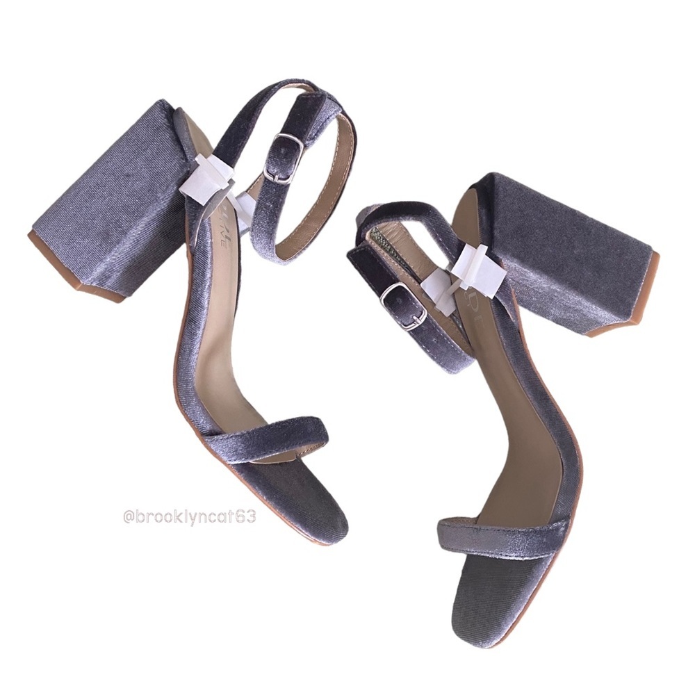 Mode Collective BLOCK PARTY SANDAL Open Toe Heels Velvet Gray 37